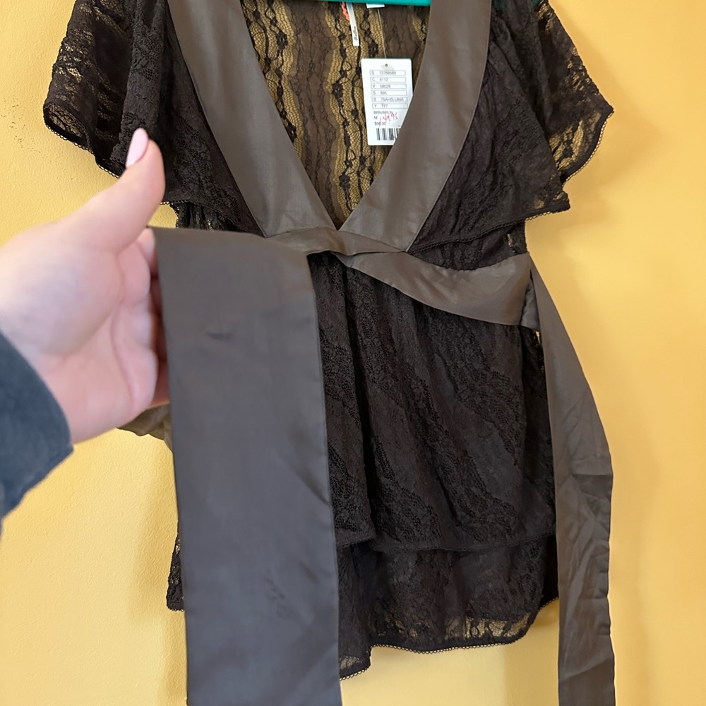 Anthropologie Brown Lace Blouse - Picture 4 of 10